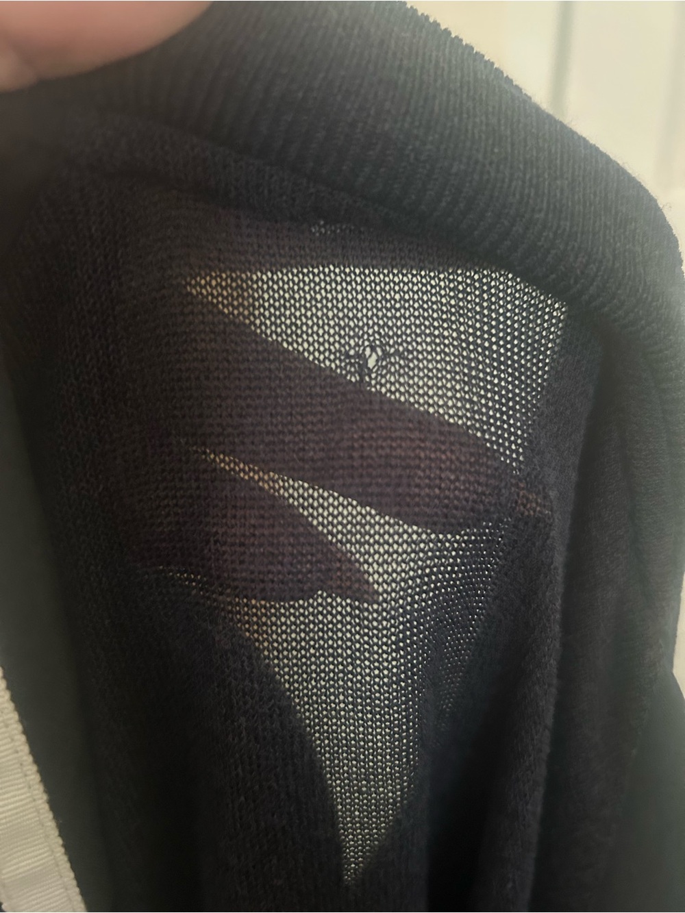Sz M adidas Navy Jacket with White Three-Stripes - Picture 5 of 5
